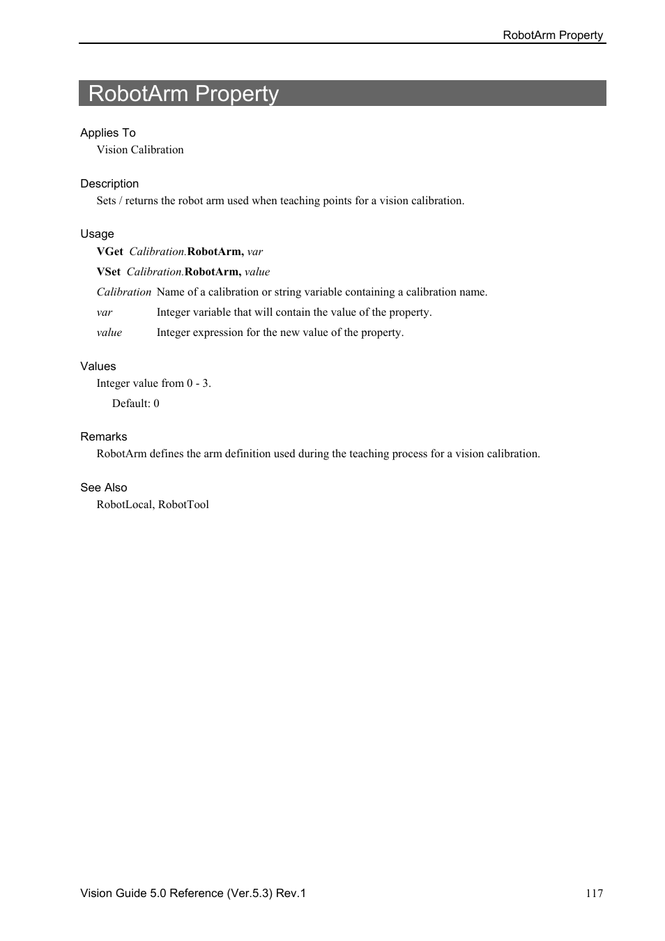 Robotarm property | Epson 5 User Manual | Page 131 / 216