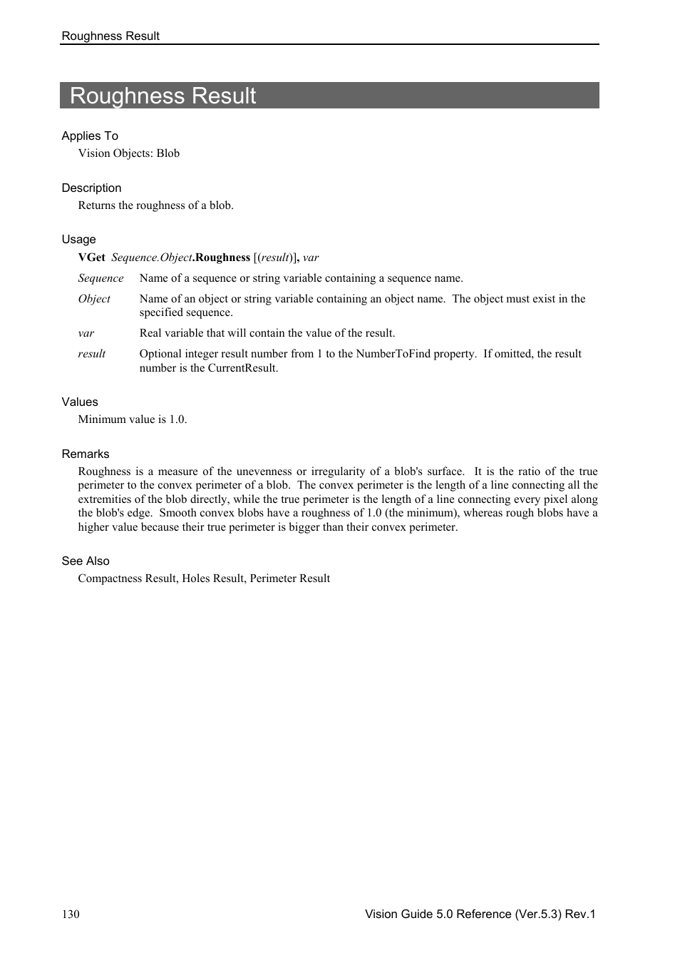 Roughness result | Epson 5 User Manual | Page 144 / 216