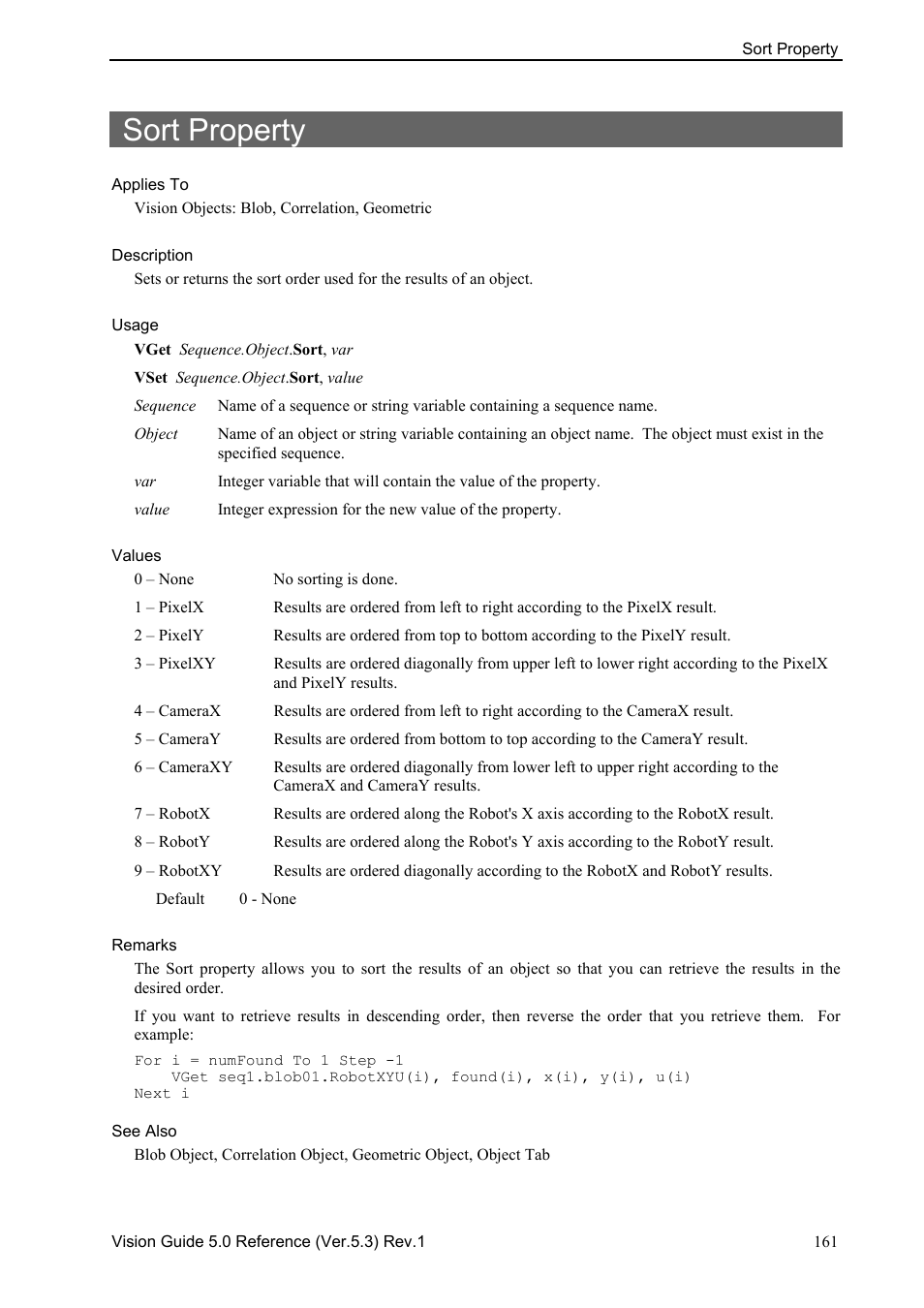 Sort property | Epson 5 User Manual | Page 175 / 216