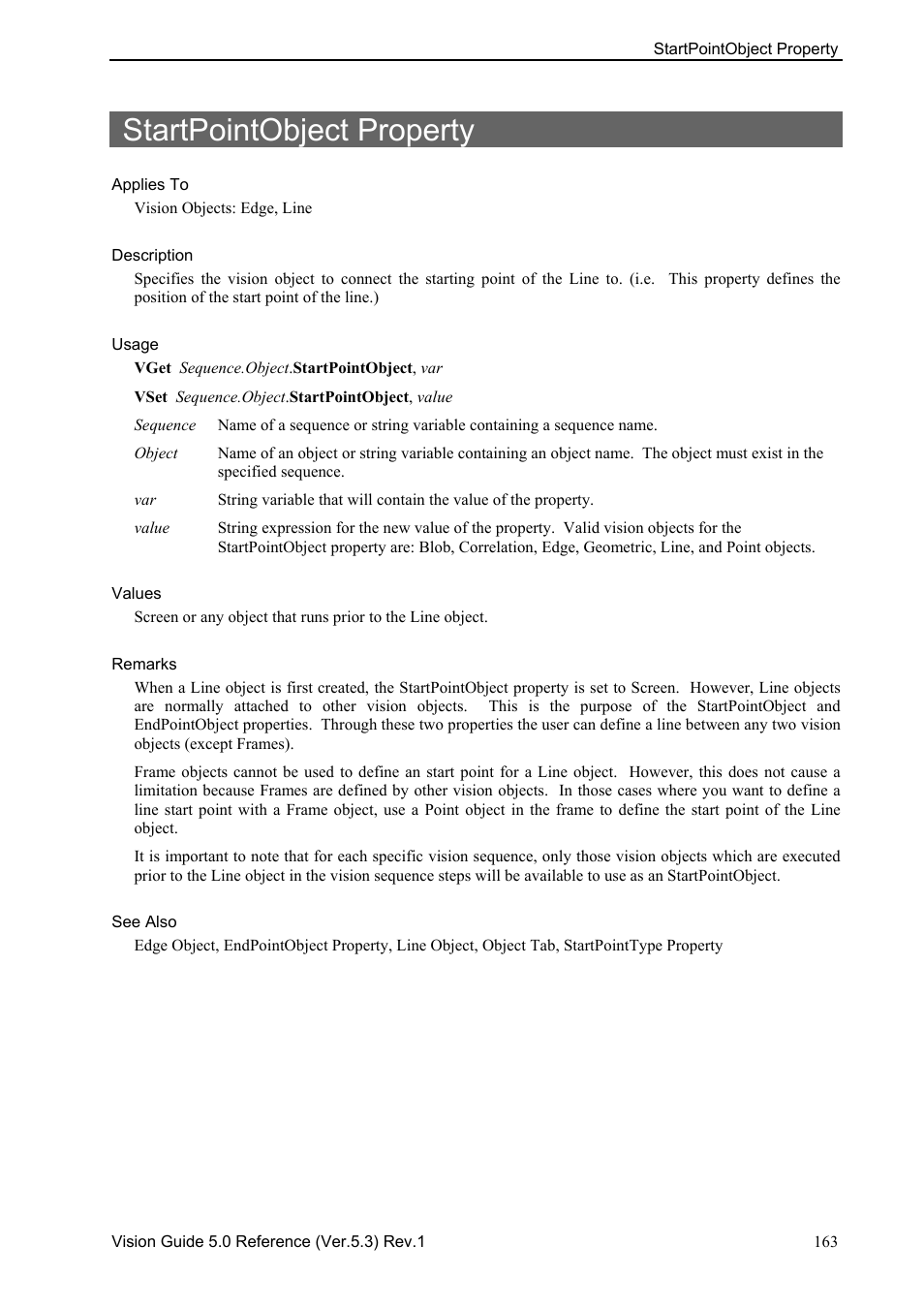 Startpointobject property | Epson 5 User Manual | Page 177 / 216