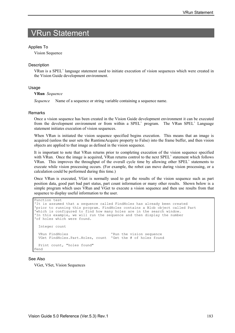 Vrun statement | Epson 5 User Manual | Page 197 / 216