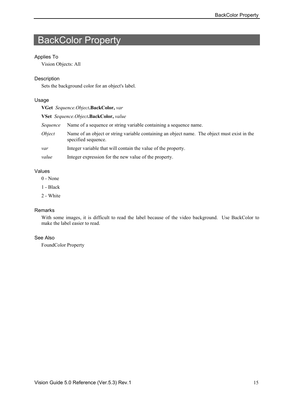 Backcolor property | Epson 5 User Manual | Page 29 / 216