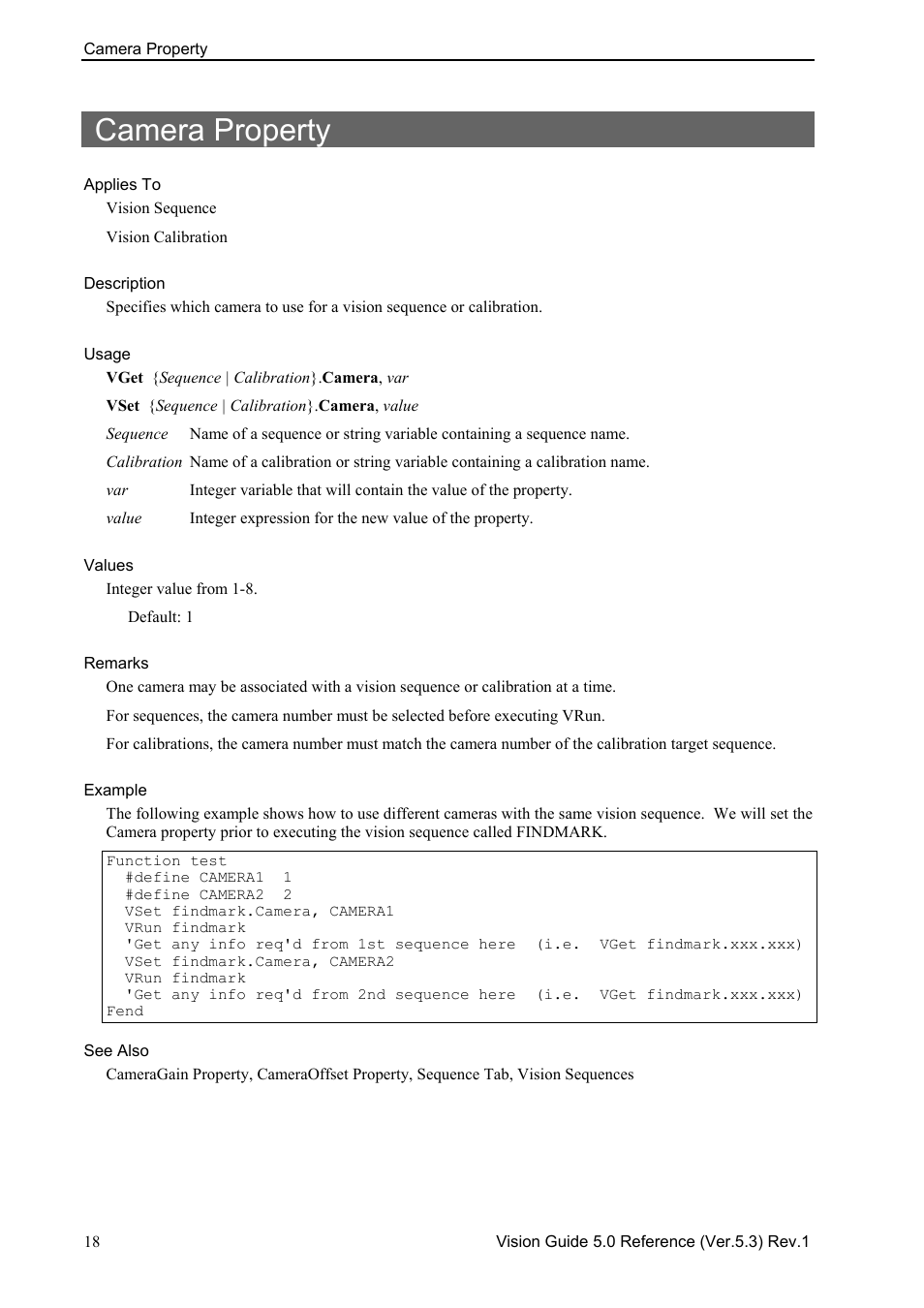 Camera property | Epson 5 User Manual | Page 32 / 216