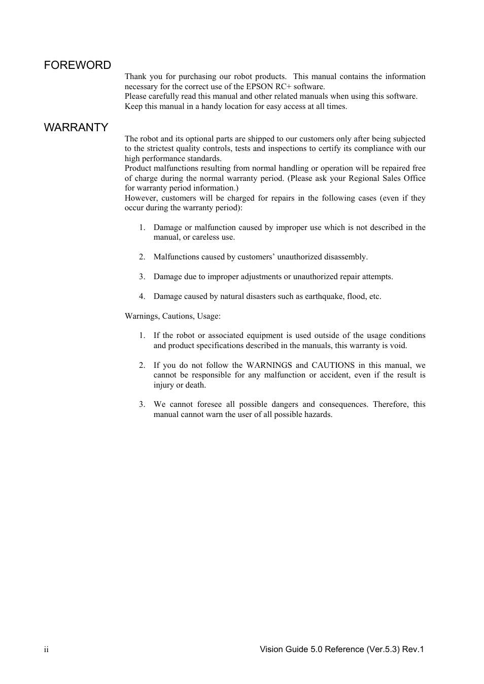 Foreword, Warranty | Epson 5 User Manual | Page 4 / 216