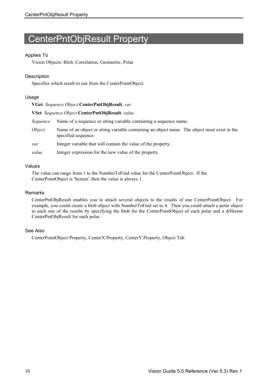 Centerpntobjresult property | Epson 5 User Manual | Page 44 / 216