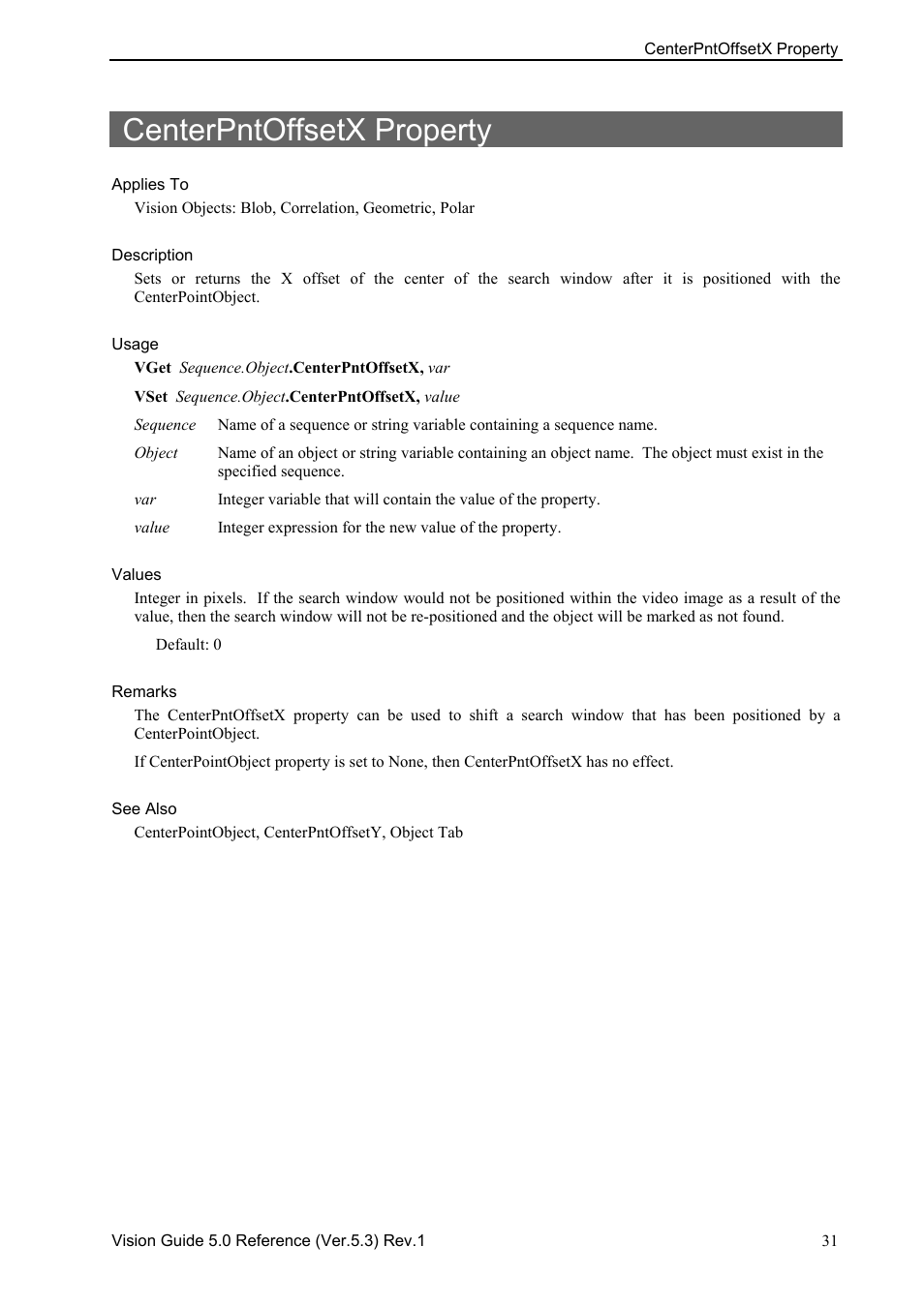 Centerpntoffsetx property | Epson 5 User Manual | Page 45 / 216
