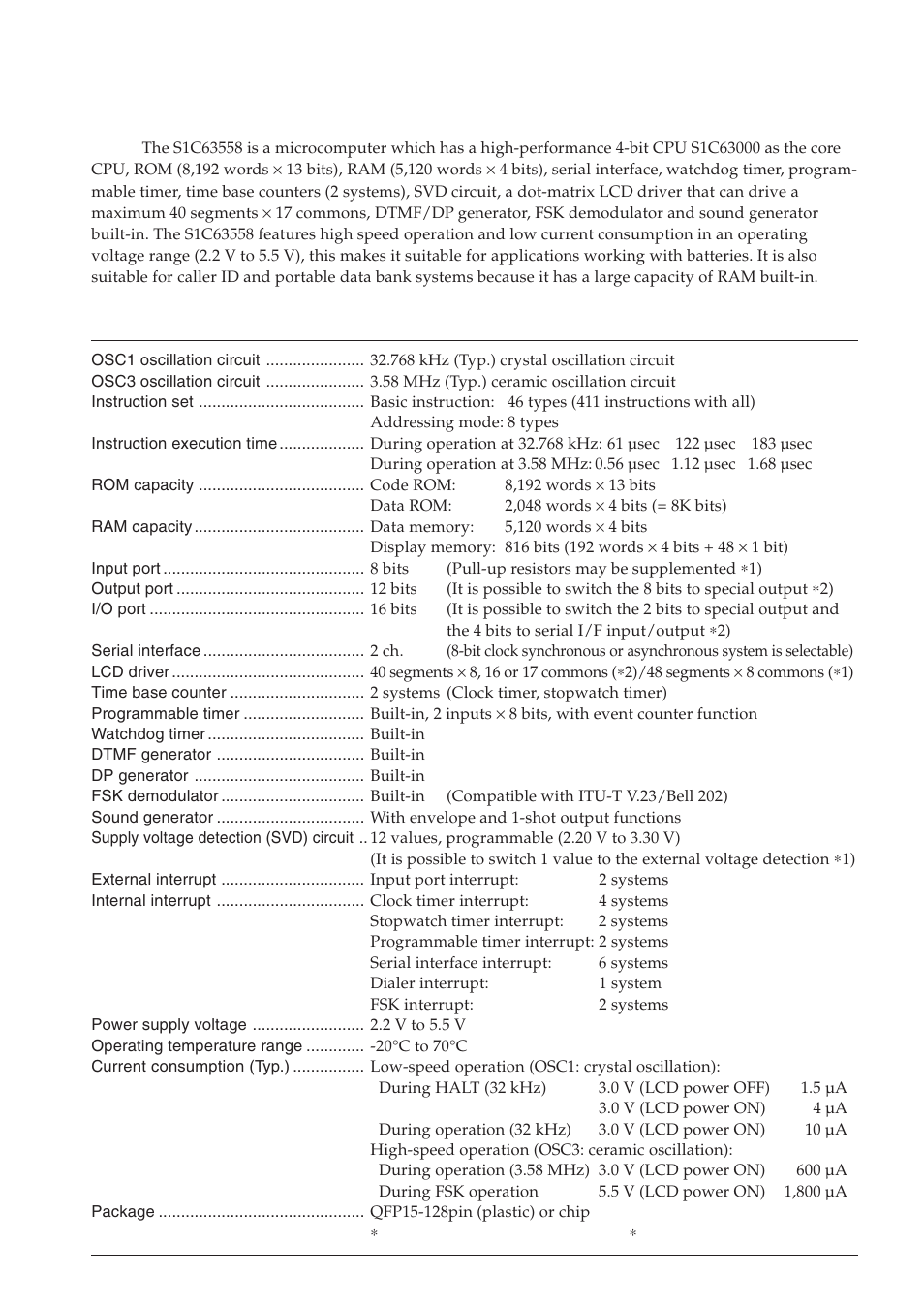 1 outline, 1 features, Chapter | Utline | Epson S1C63558 User Manual | Page 11 / 185