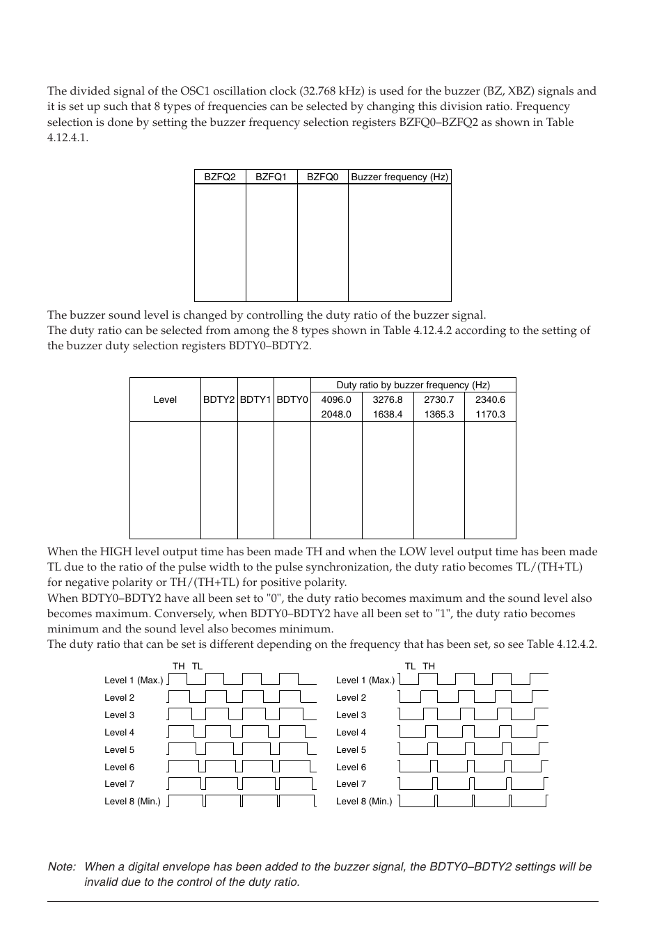 4 setting of buzzer frequency and sound level | Epson S1C63558 User Manual | Page 112 / 185