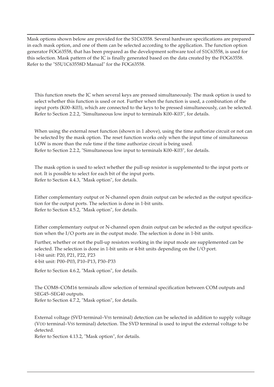 5 mask option | Epson S1C63558 User Manual | Page 15 / 185