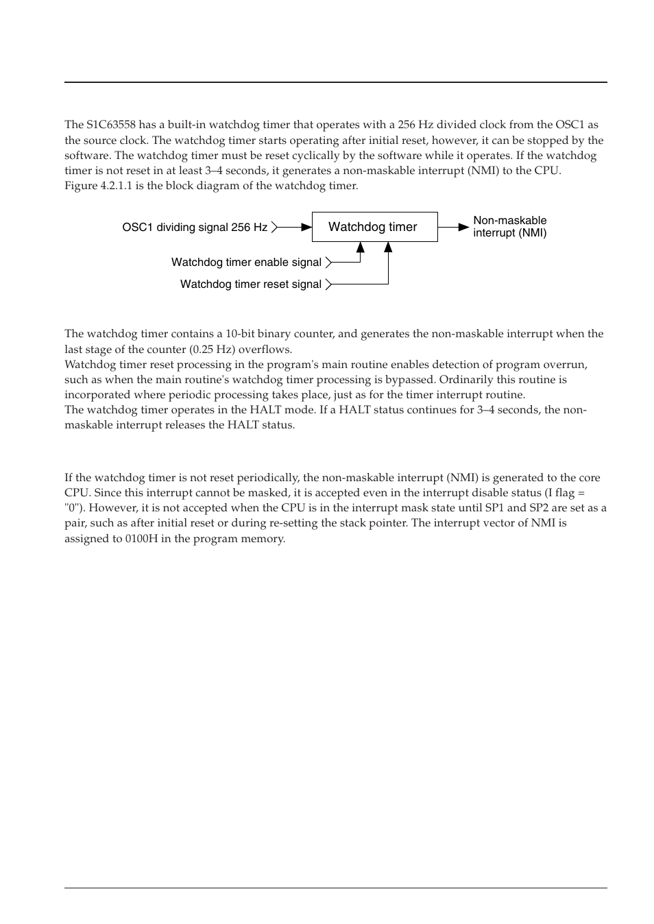 2 watchdog timer, 1 configuration of watchdog timer, 2 interrupt function | Epson S1C63558 User Manual | Page 33 / 185