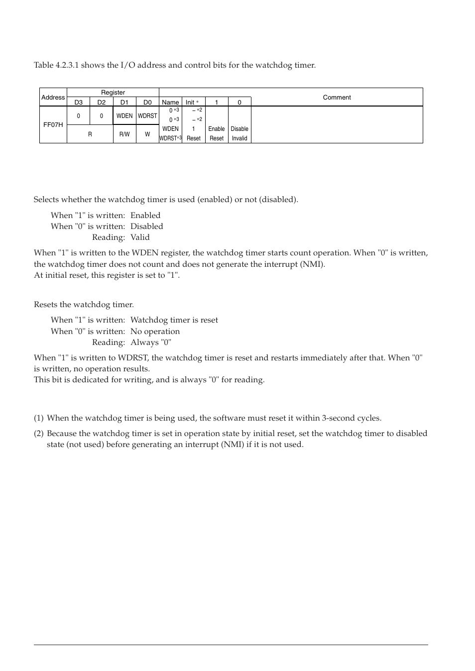 3 i/o memory of watchdog timer, 4 programming notes | Epson S1C63558 User Manual | Page 34 / 185