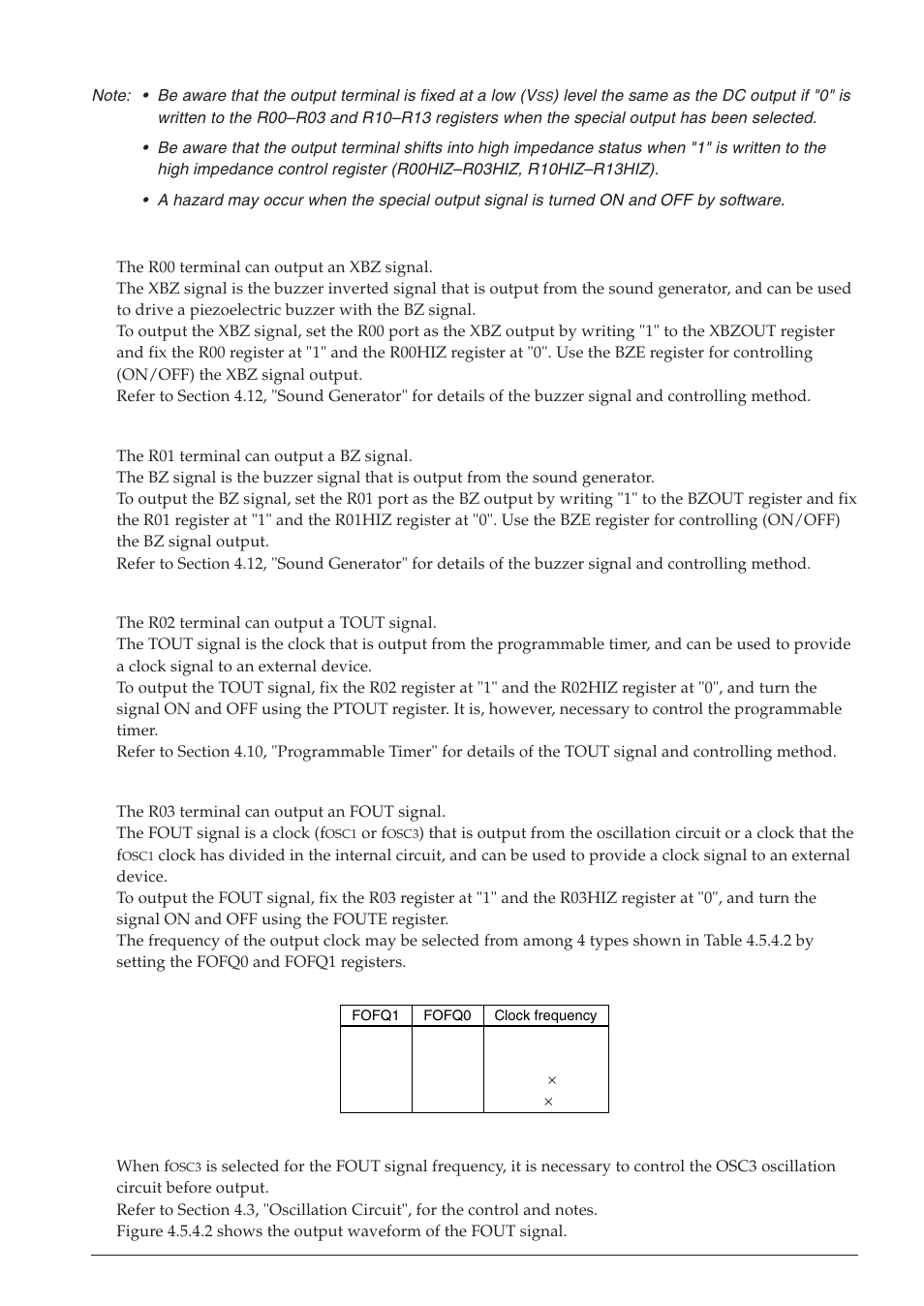 Xbz (r00), Bz (r01), Tout (r02) | Fout (r03) | Epson S1C63558 User Manual | Page 45 / 185