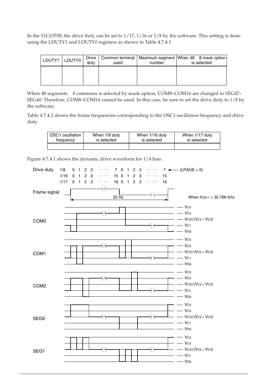 2) switching of drive duty | Epson S1C63558 User Manual | Page 60 / 185