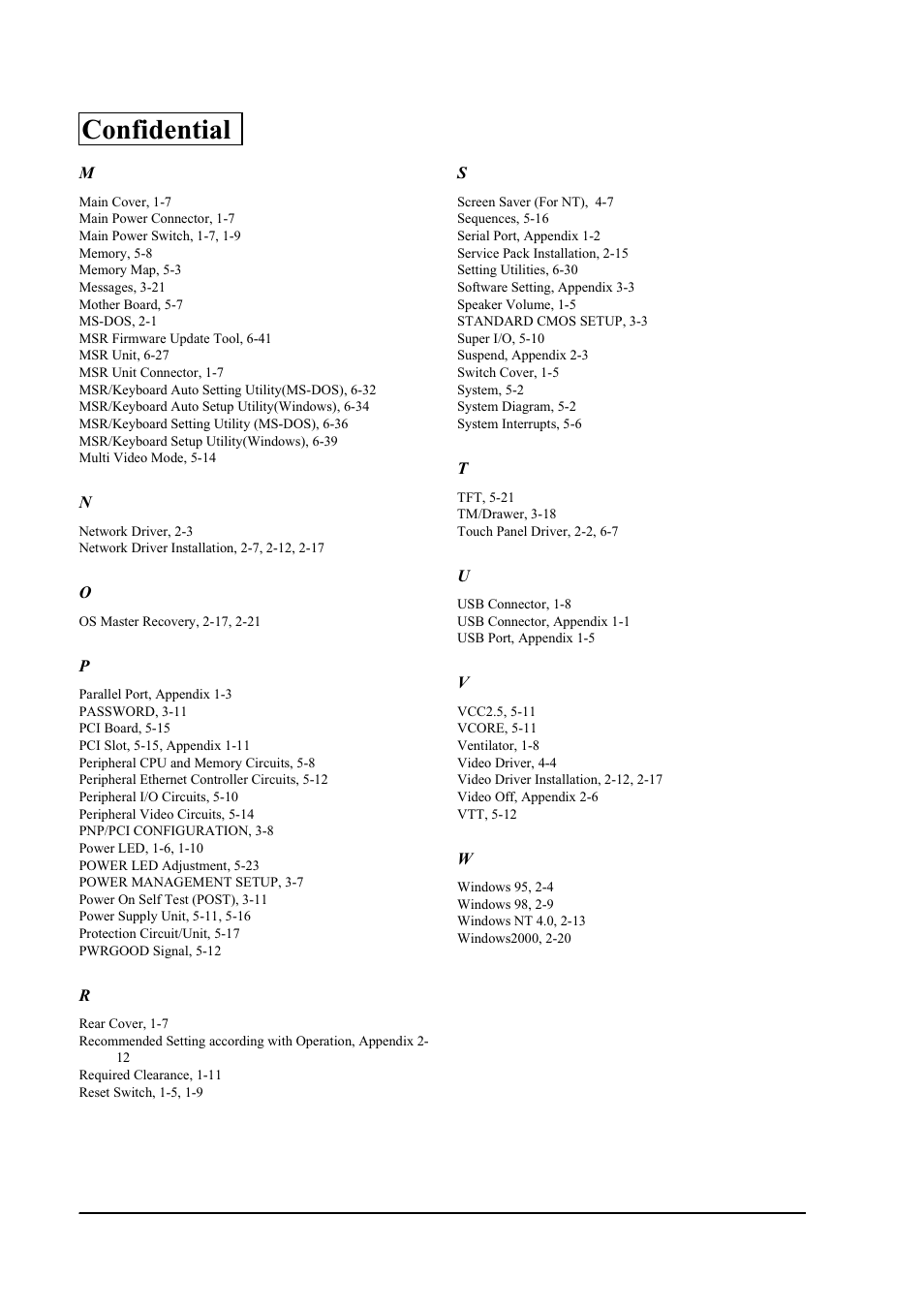 Confidential | Epson SR-600 User Manual | Page 190 / 192
