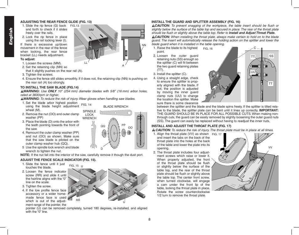 Epson WOODWORKER'S TABLE SAW DW746 User Manual | Page 10 / 52