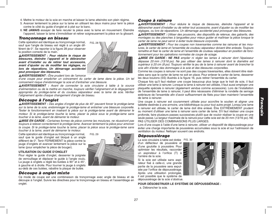 Epson WOODWORKER'S TABLE SAW DW746 User Manual | Page 29 / 52