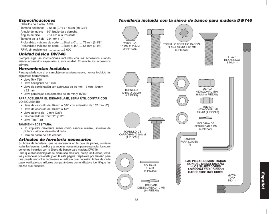 Epson WOODWORKER'S TABLE SAW DW746 User Manual | Page 37 / 52