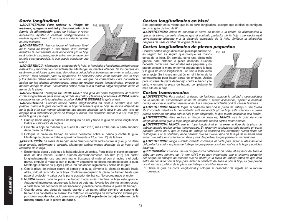 Epson WOODWORKER'S TABLE SAW DW746 User Manual | Page 44 / 52