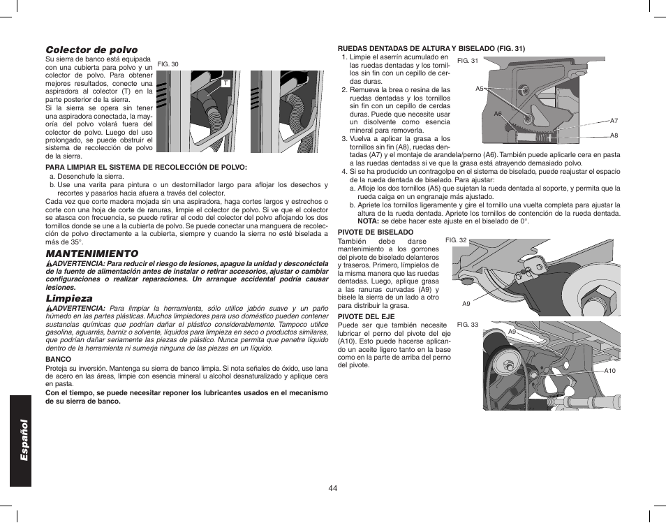 Epson WOODWORKER'S TABLE SAW DW746 User Manual | Page 46 / 52