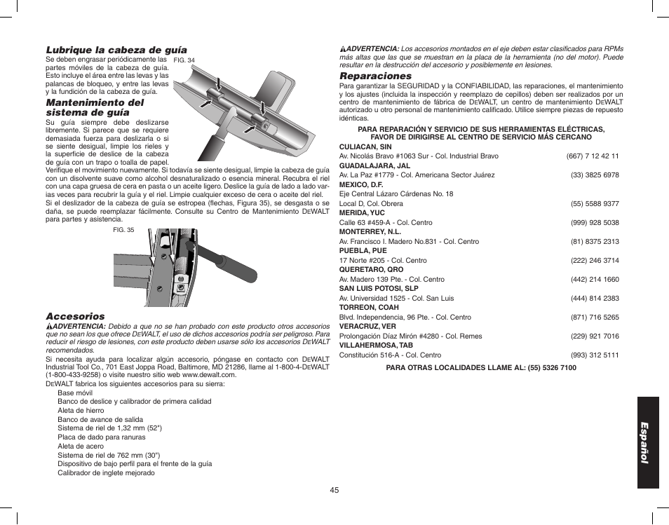 Epson WOODWORKER'S TABLE SAW DW746 User Manual | Page 47 / 52