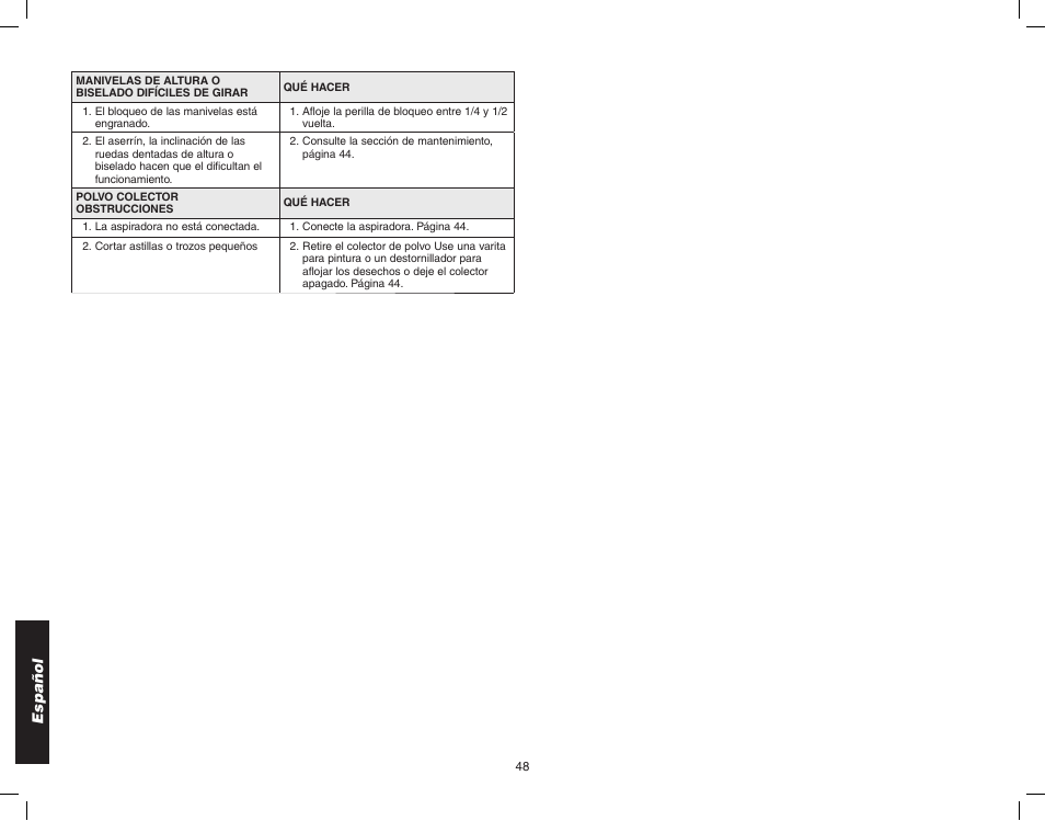 Epson WOODWORKER'S TABLE SAW DW746 User Manual | Page 50 / 52