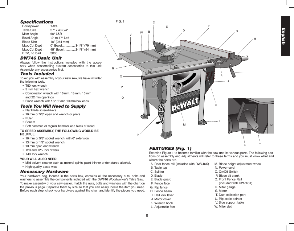 Epson WOODWORKER'S TABLE SAW DW746 User Manual | Page 7 / 52