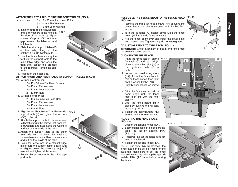 Epson WOODWORKER'S TABLE SAW DW746 User Manual | Page 9 / 52