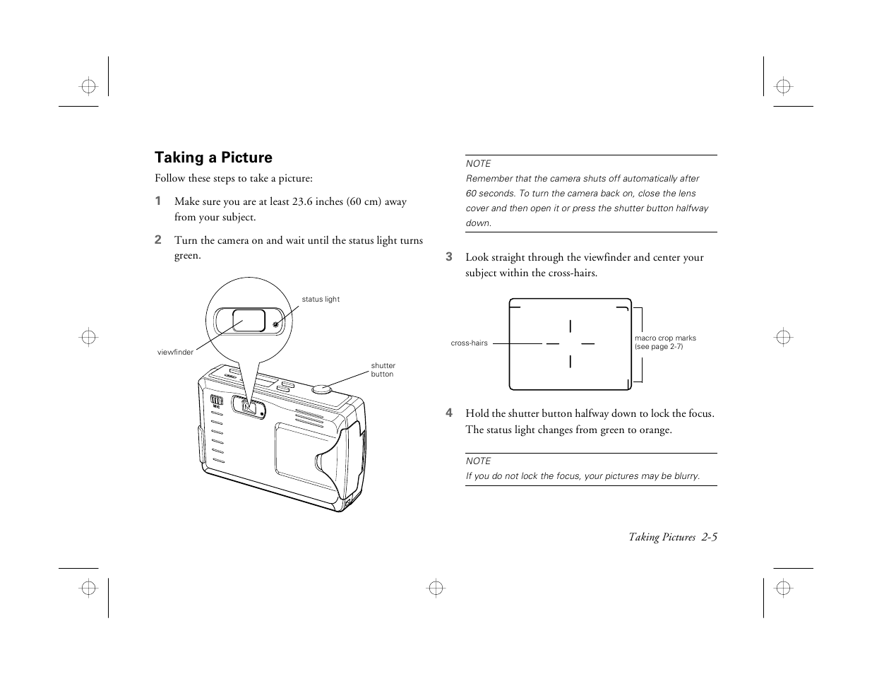 Taking a picture | Epson PhotoPC 550 User Manual | Page 27 / 107