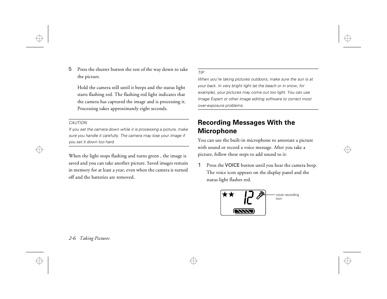 Recording messages with the microphone | Epson PhotoPC 550 User Manual | Page 28 / 107