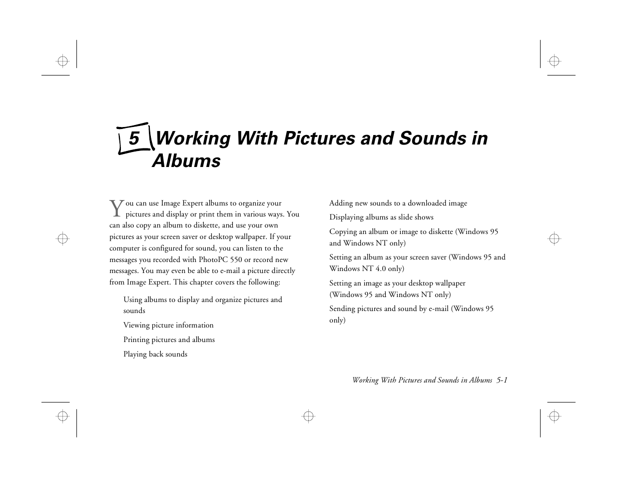 Chap 5-working with pictures and sounds in albums, 5 working with pictures and sounds in albums | Epson PhotoPC 550 User Manual | Page 51 / 107