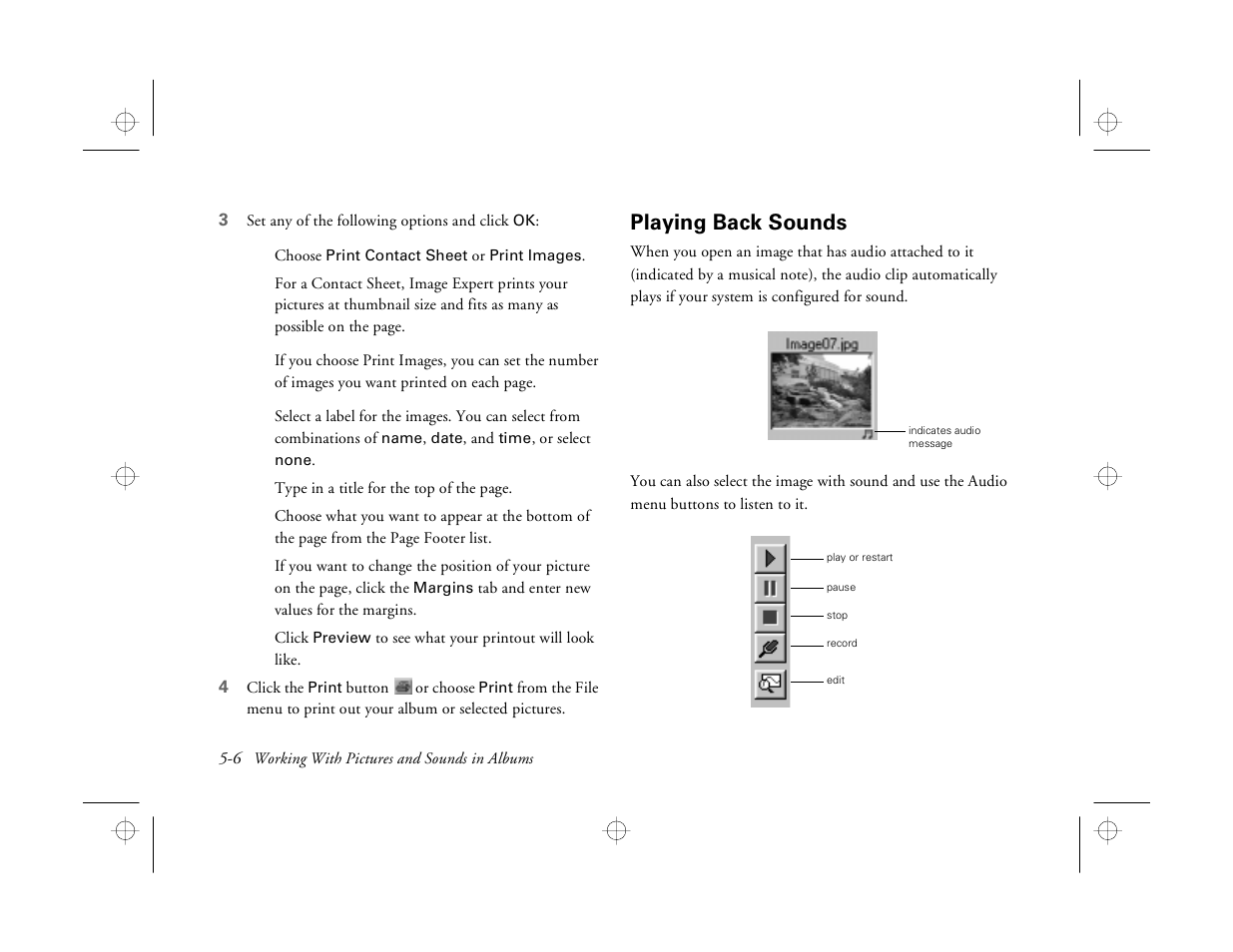 Playing back sounds | Epson PhotoPC 550 User Manual | Page 56 / 107