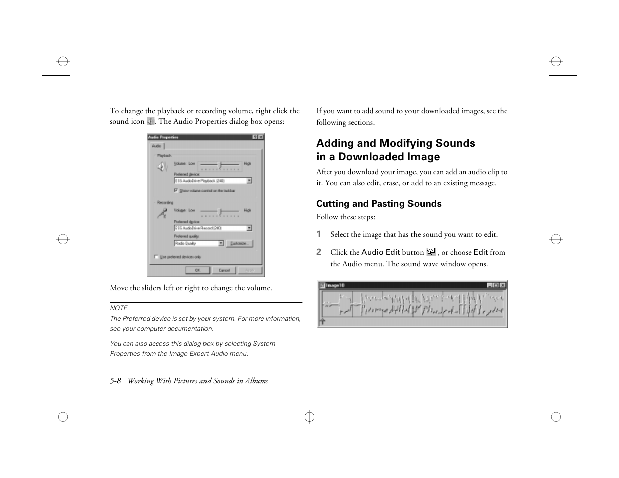 Adding and modifying sounds in a downloaded image, Cutting and pasting sounds | Epson PhotoPC 550 User Manual | Page 58 / 107