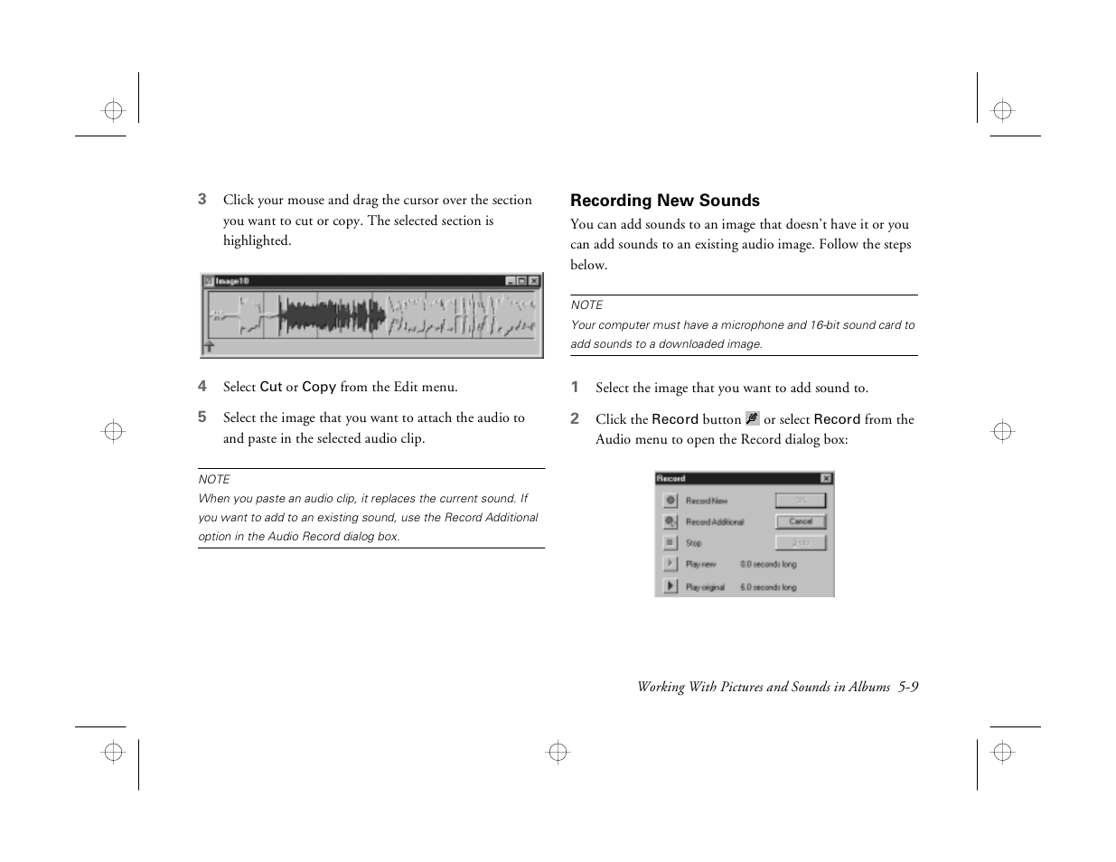 Recording new sounds | Epson PhotoPC 550 User Manual | Page 59 / 107
