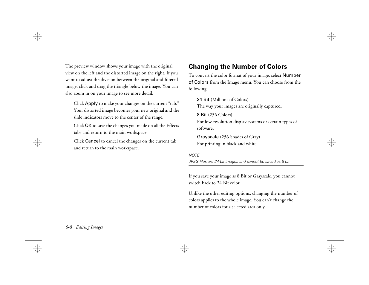 Changing the number of colors | Epson PhotoPC 550 User Manual | Page 74 / 107
