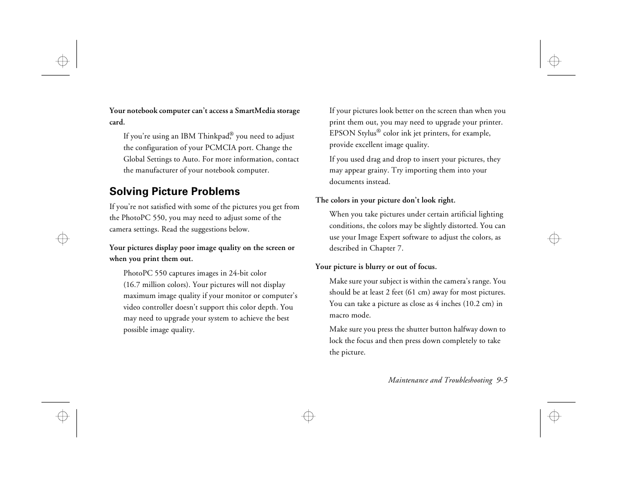 Solving picture problems | Epson PhotoPC 550 User Manual | Page 91 / 107