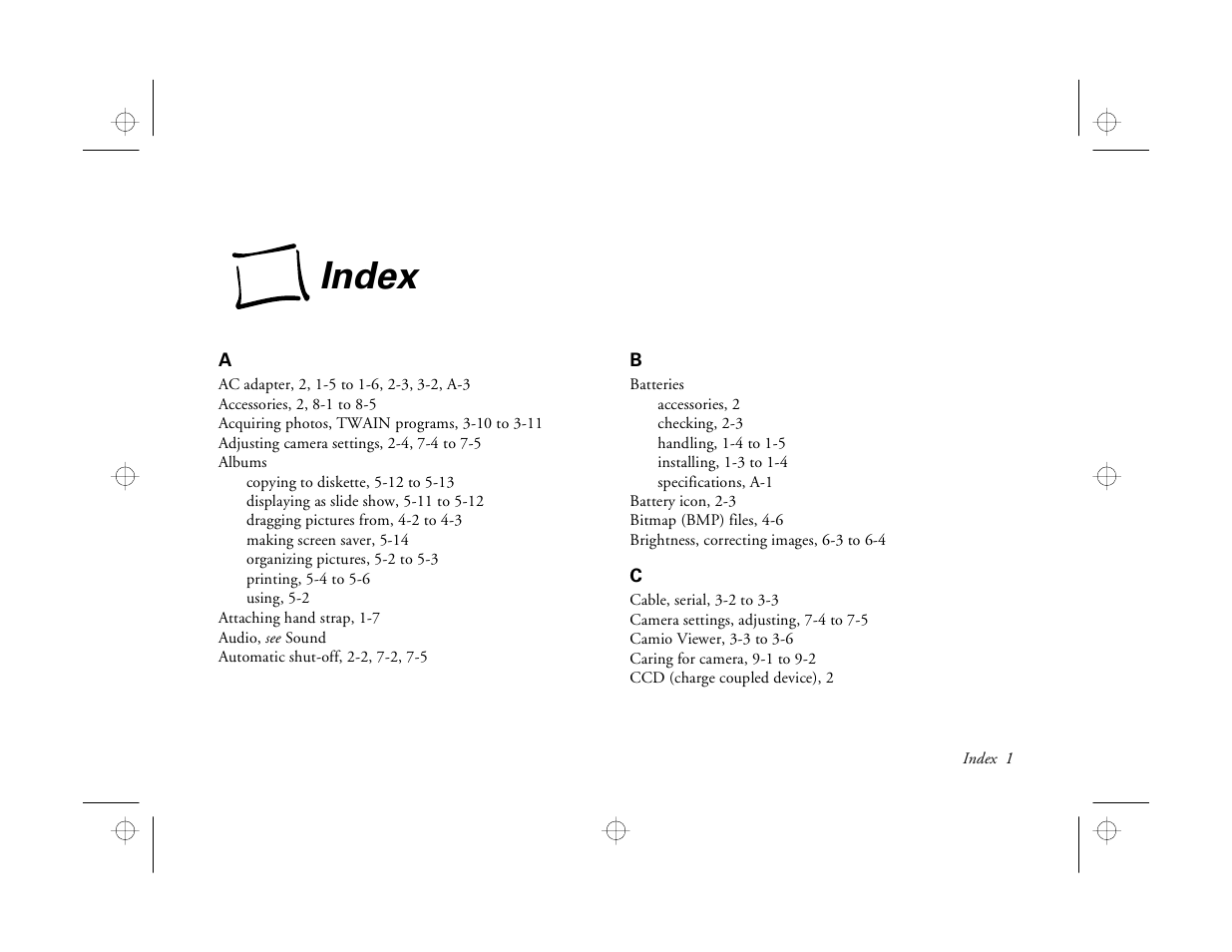 Index | Epson PhotoPC 550 User Manual | Page 99 / 107
