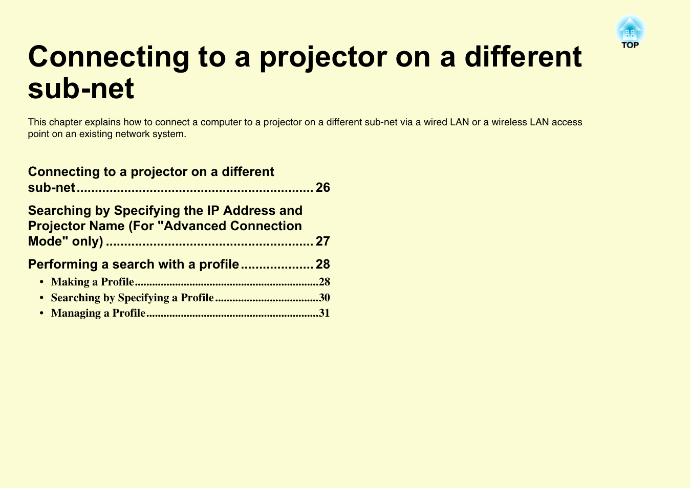 Connecting to a projector on a different sub-net | Epson EASYMP EMP-1705 User Manual | Page 25 / 100