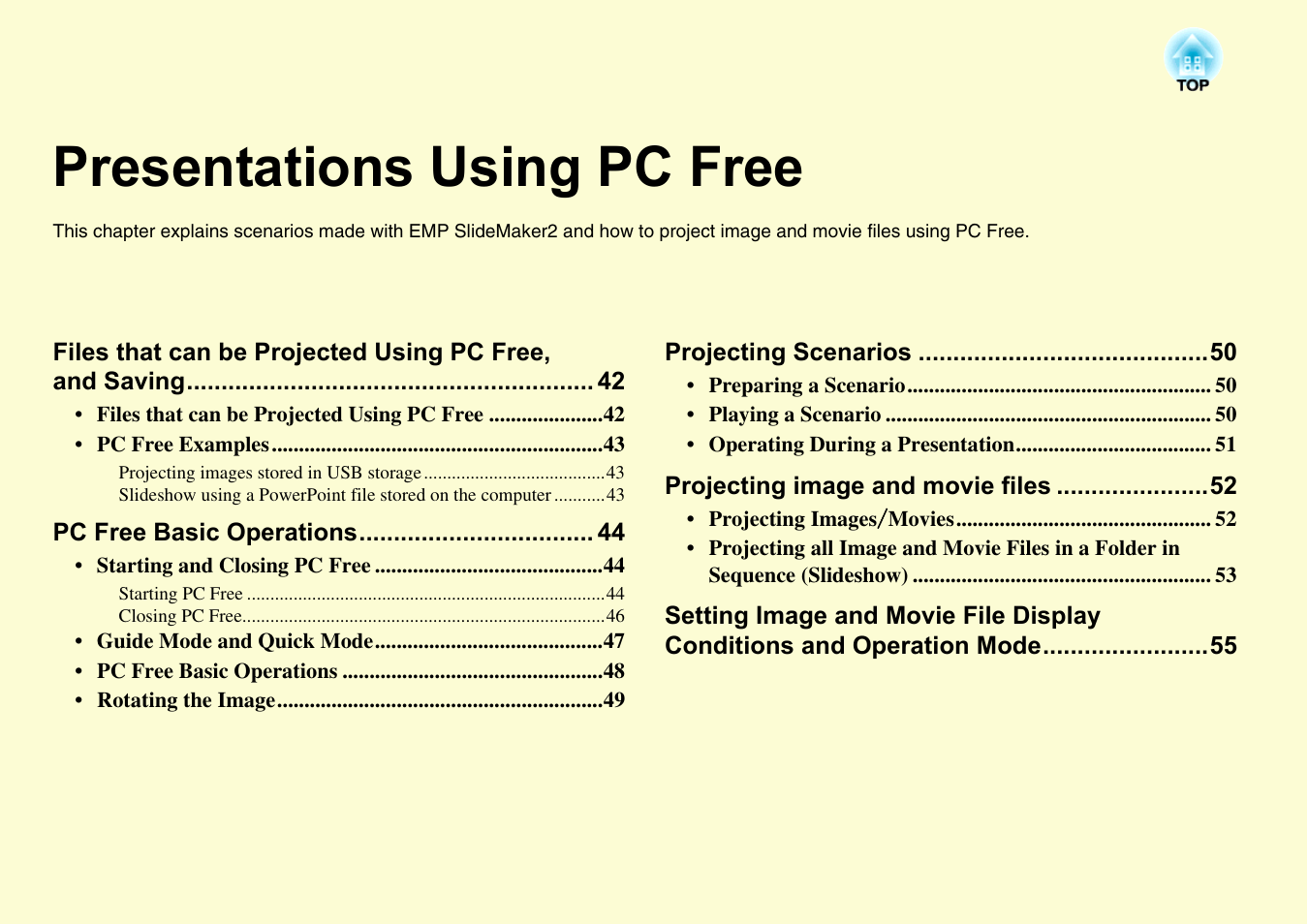 Presentations using pc free | Epson EASYMP EMP-1705 User Manual | Page 41 / 100