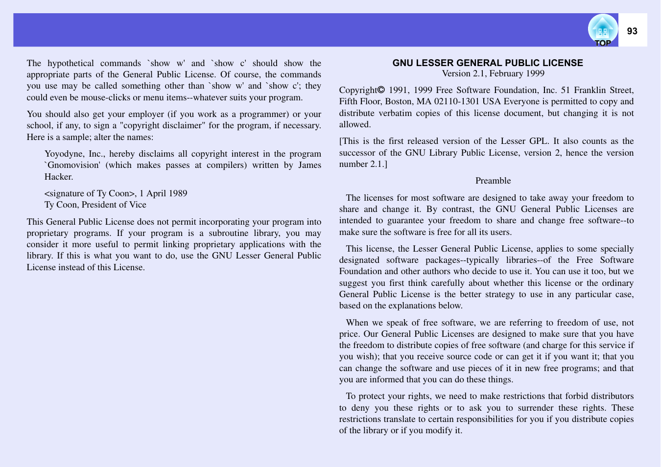 Epson EASYMP EMP-1705 User Manual | Page 93 / 100