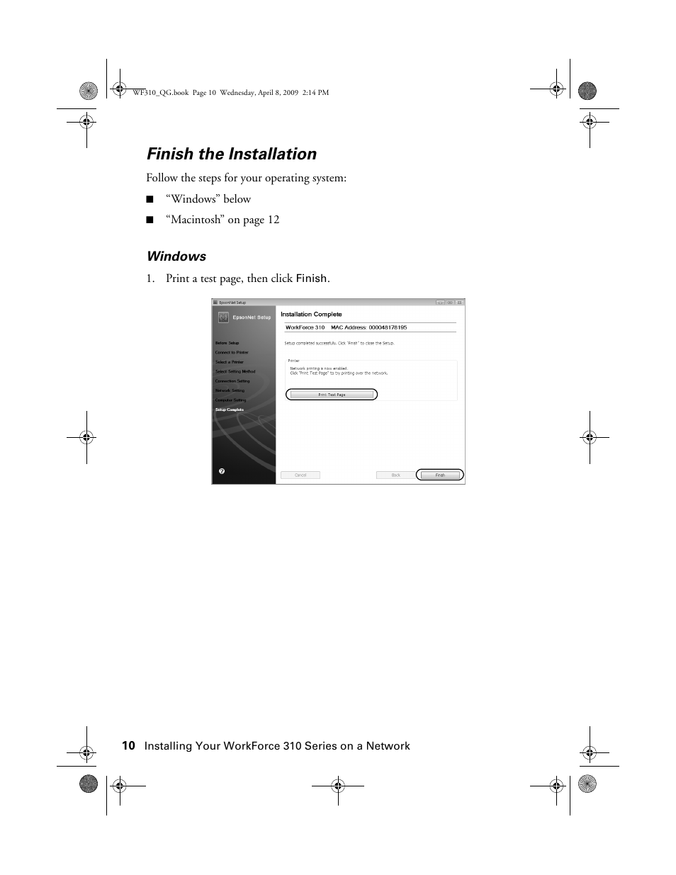 Finish the installation | Epson WorkForce C362B User Manual | Page 10 / 64