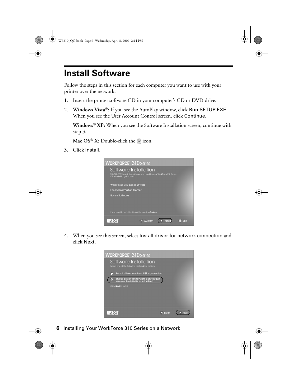 Install software | Epson WorkForce C362B User Manual | Page 6 / 64