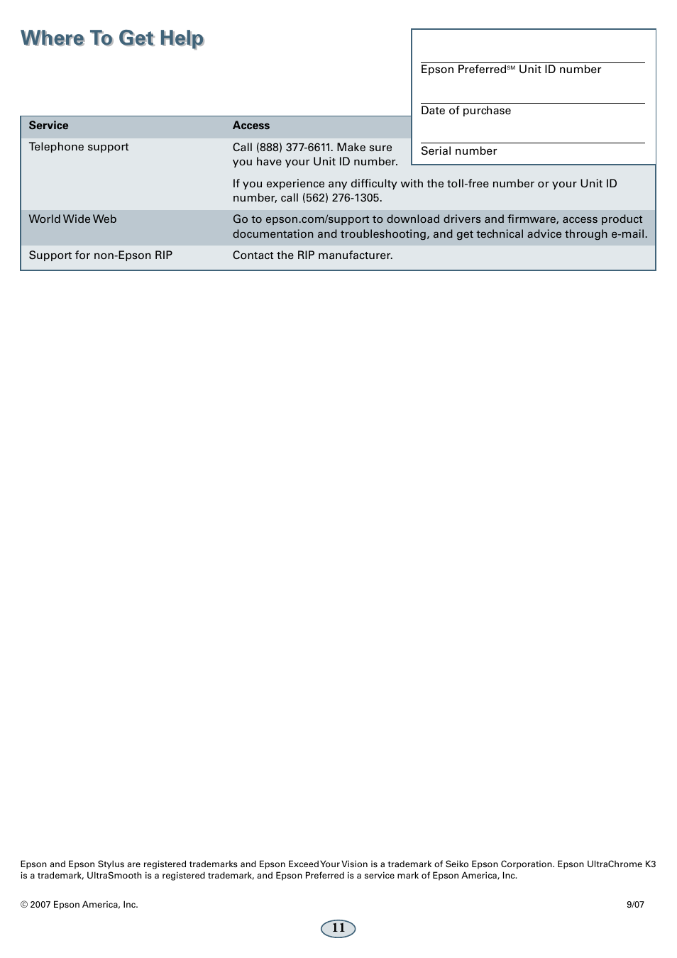 Where to get help | Epson 11880 User Manual | Page 12 / 13