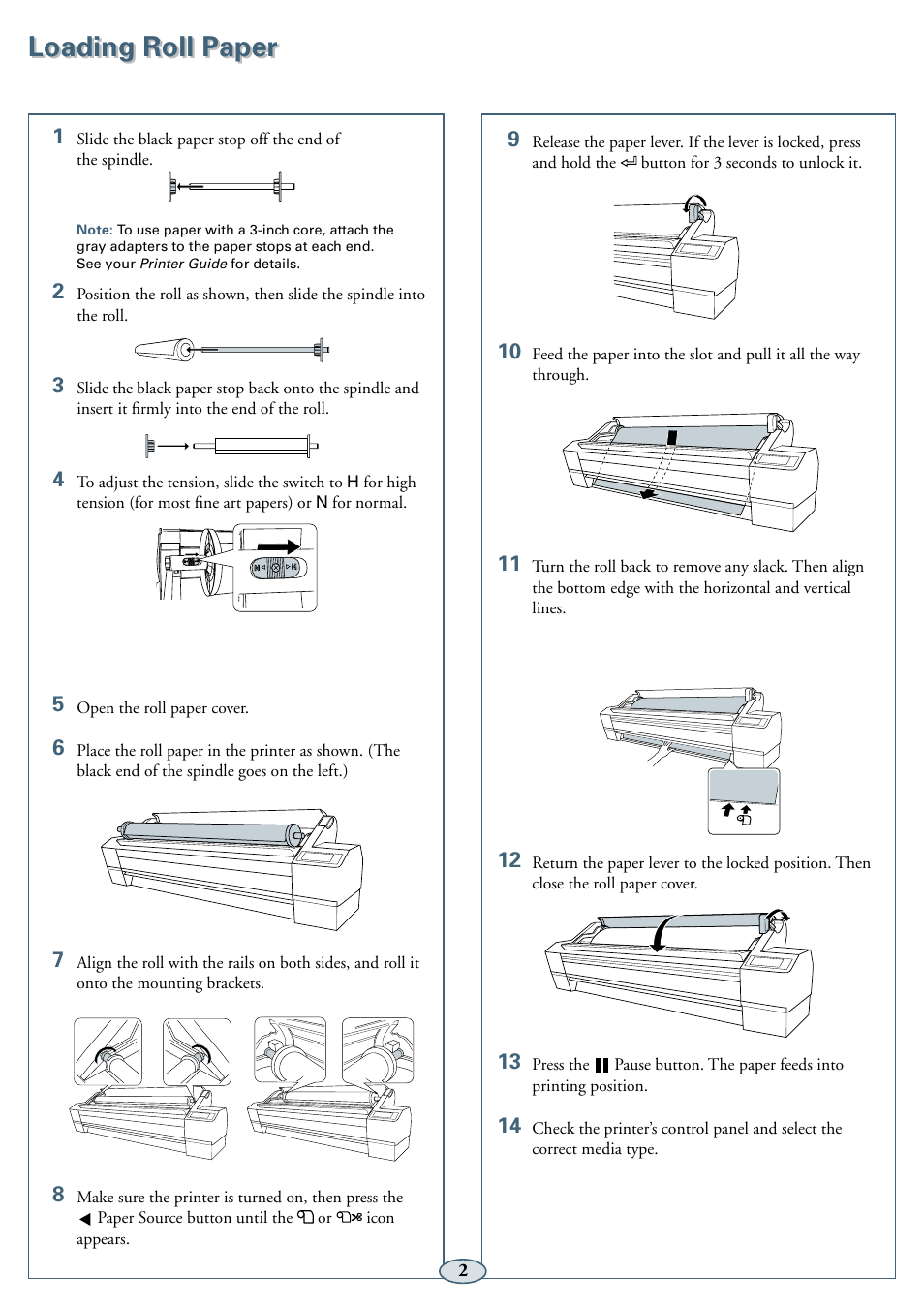 Loading roll paper | Epson 11880 User Manual | Page 3 / 13