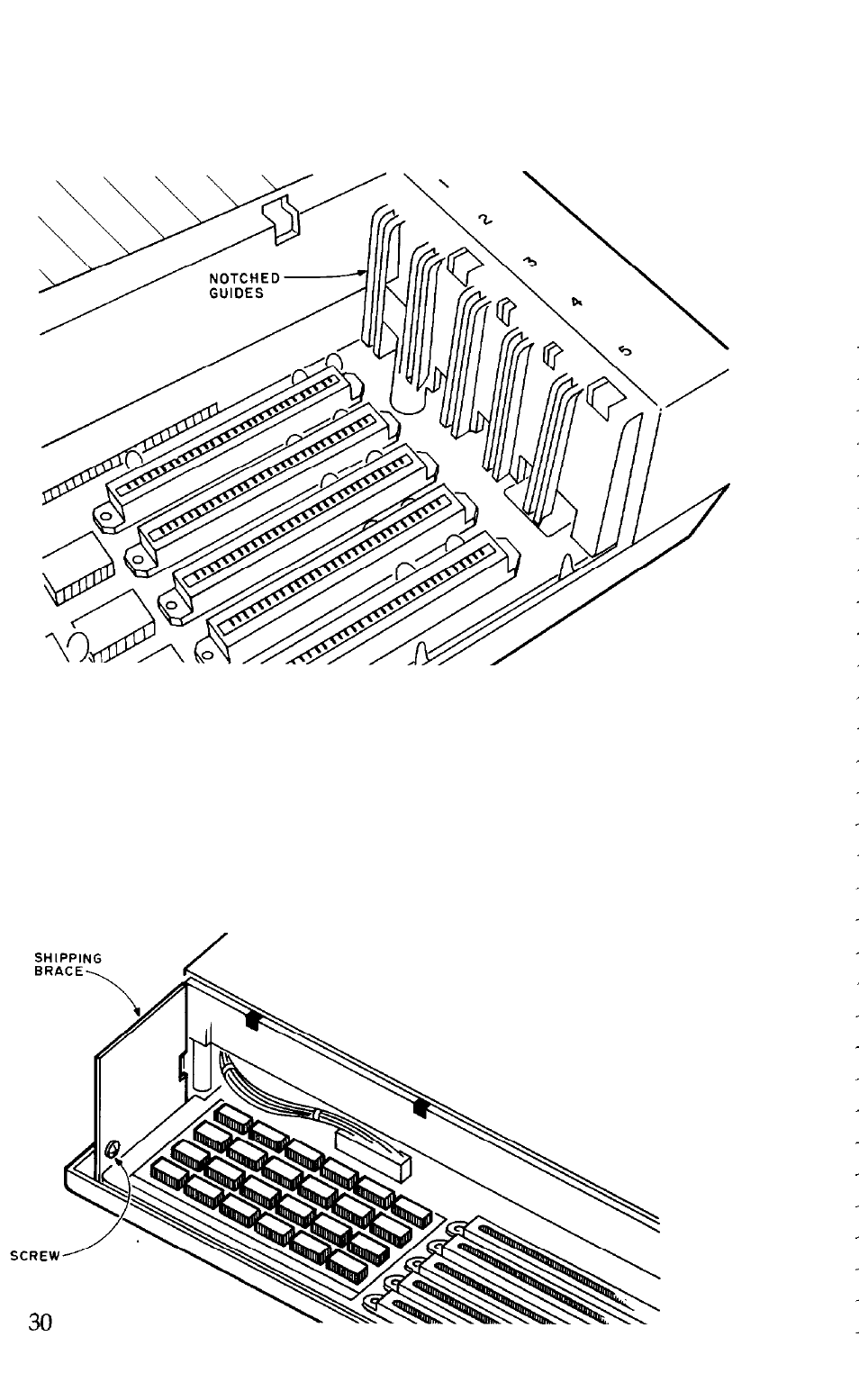 Qx-l0 interior: the option card well, Removing the shipping brace | Epson QX-10 User Manual | Page 32 / 45