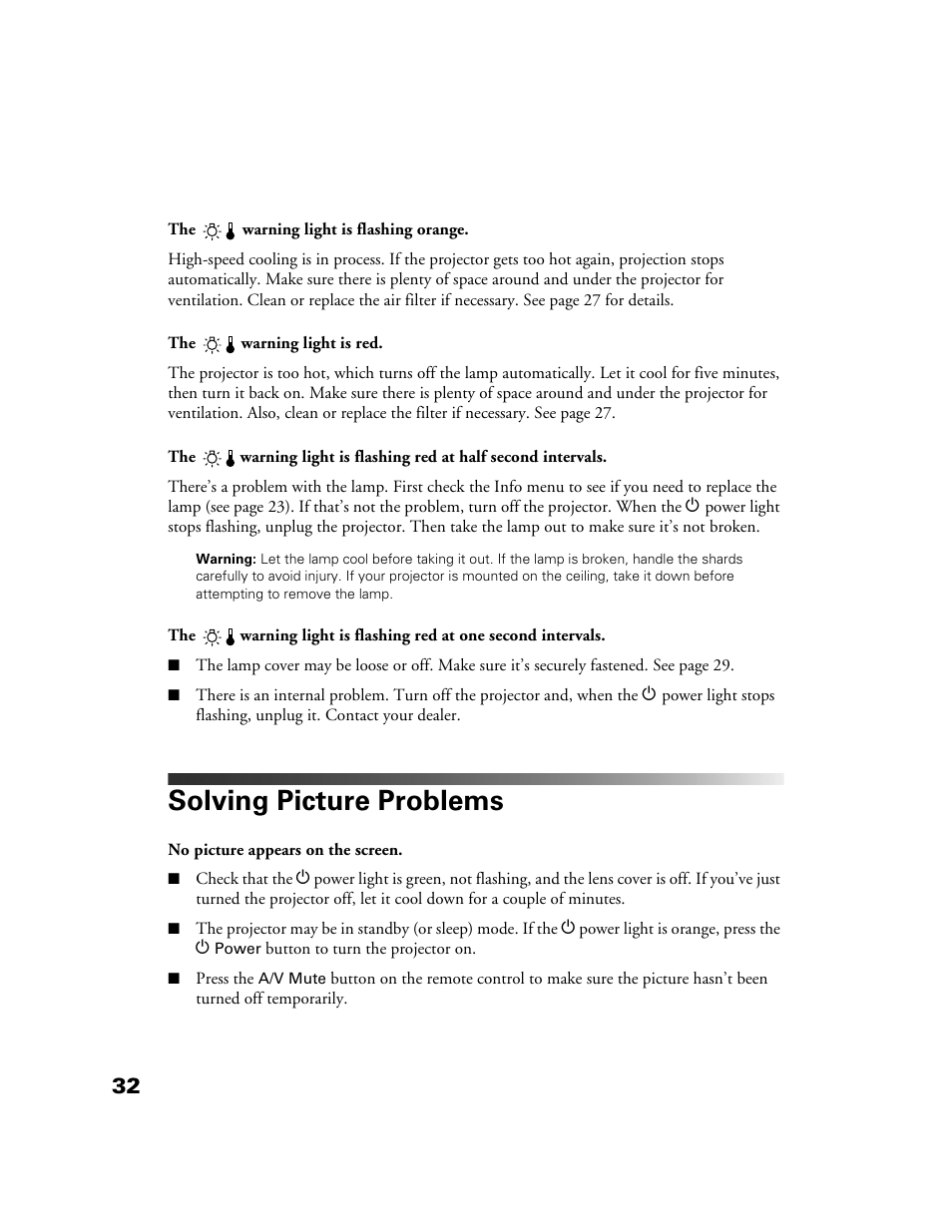 Solving picture problems | Epson 10+ User Manual | Page 32 / 44