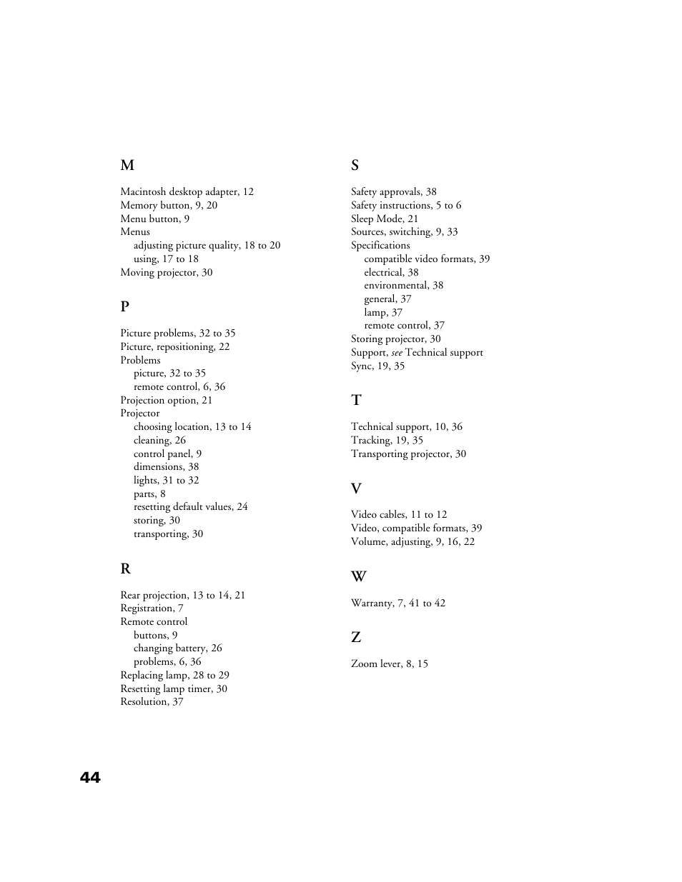 44 m | Epson 10+ User Manual | Page 44 / 44