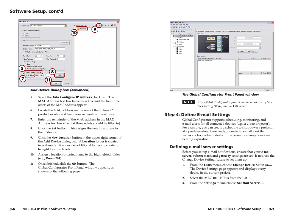 Step 4: define e-mail settings, Defining e-mail server settings, Step 4 : define e-mail settings | Defining e-mail server settings -7, Software setup, cont’d, Step 4 : define e-mal settngs | Epson MediaLink Controller MLC 104 IP Plus User Manual | Page 17 / 26
