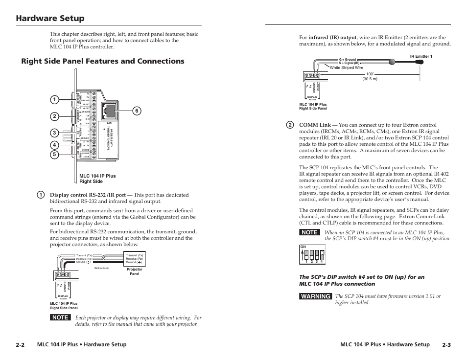 Right side panel features and connections, Hardware setup, Rght sde panel features and connectons | Epson MediaLink Controller MLC 104 IP Plus User Manual | Page 9 / 26