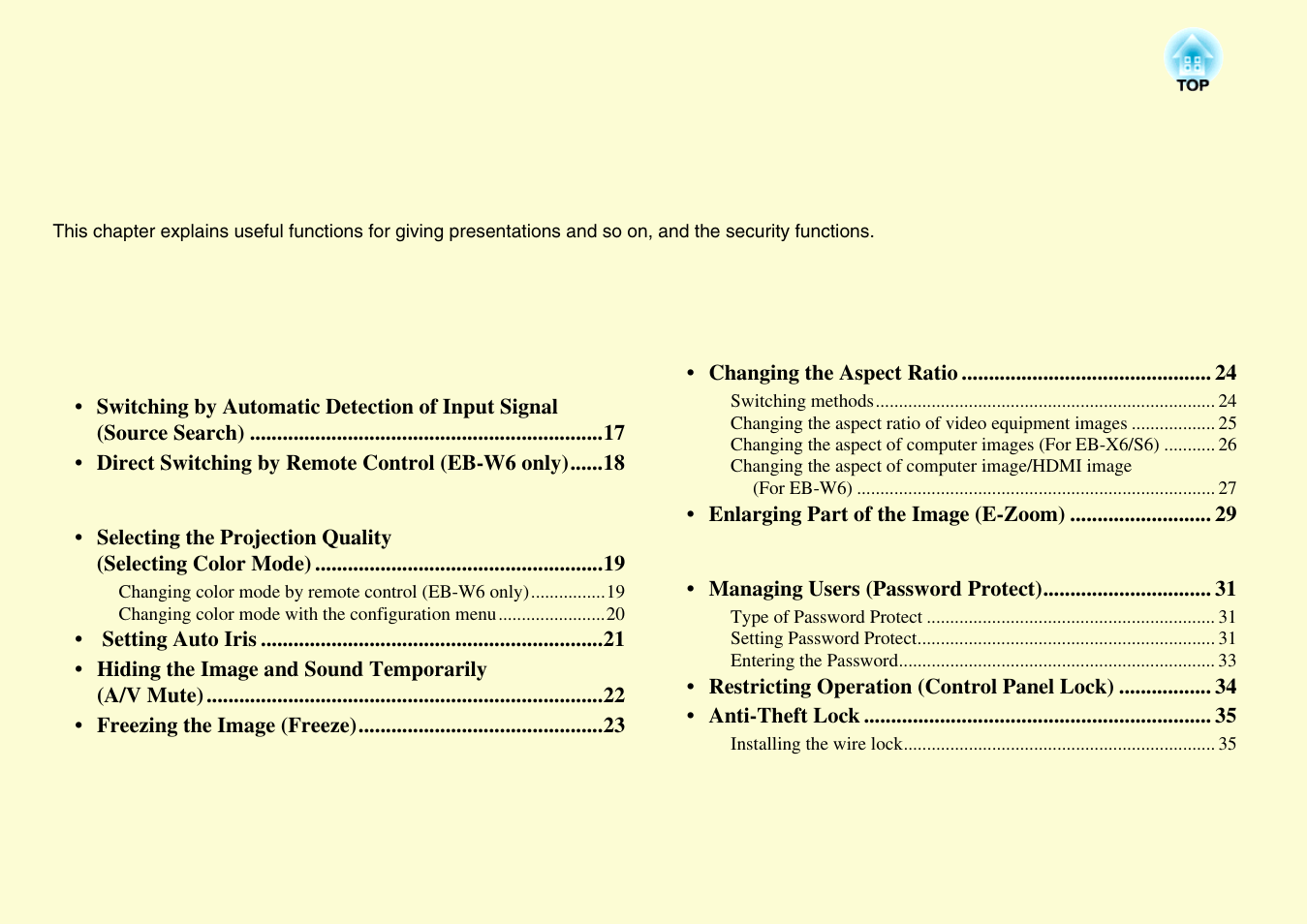 Useful functions | Epson EB X6 User Manual | Page 16 / 116