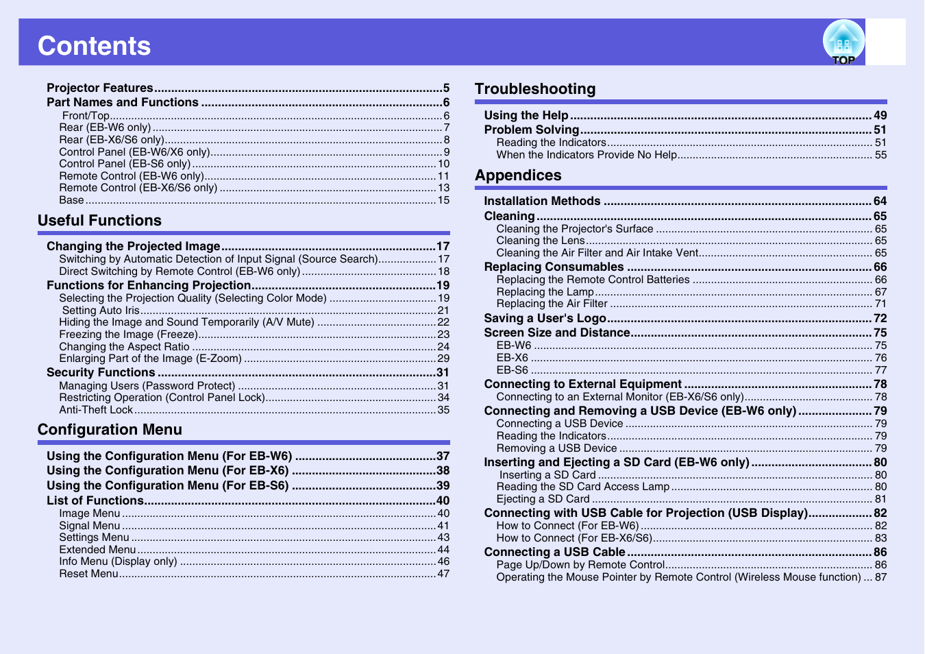 Epson EB X6 User Manual | Page 3 / 116